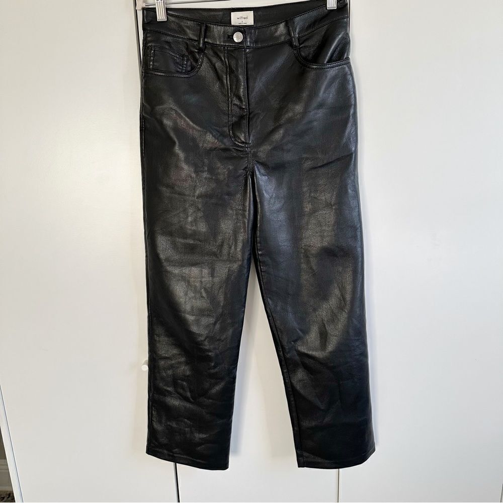 Aritzia Wilfred Free Black Faux Leather Melina Pant - Picture 3 of 6